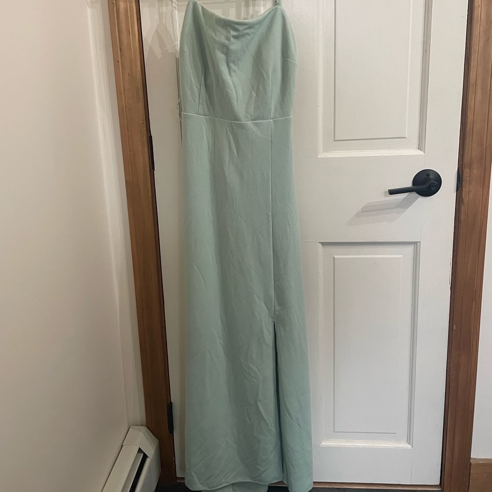 Birdy Grey Women’s Bridesmaid Dress Mint Teal Size L, Petite Floor Length